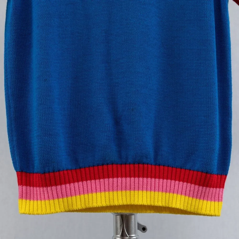 Mary Katrantzou Contrast Trim Knit Top in Cobalt Blue Cotton size S
